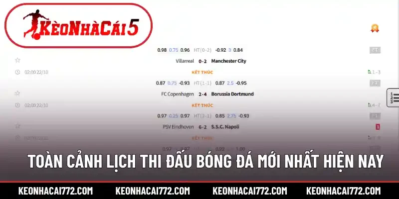 Toàn cảnh lịch thi đấu bóng đá mới nhất hiện nay
